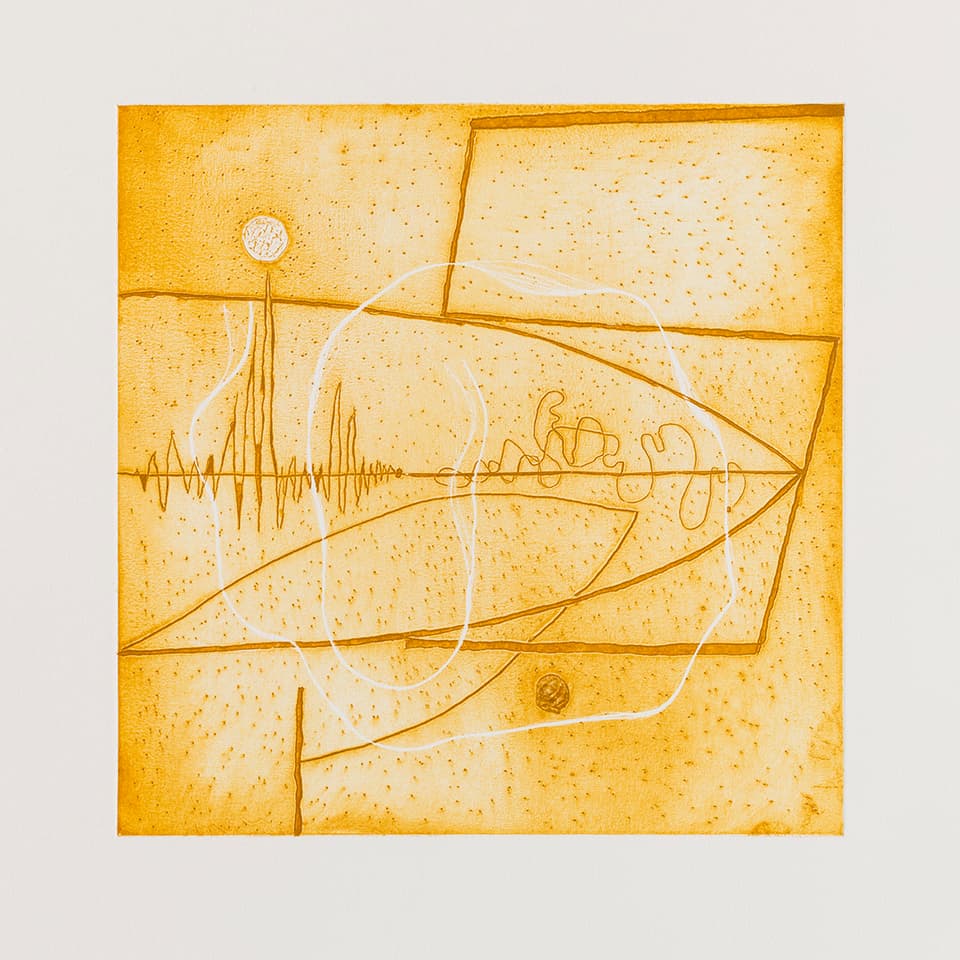 <strong>Respondences 3</strong>, Susan Aldworth, intaglio print, 37 x 37 cms, 2019. Photograph by Peter Abrahams.