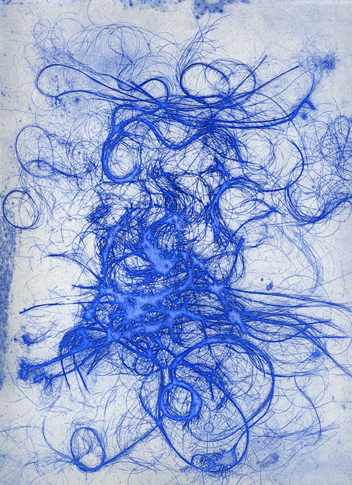 <strong>The Entangled Self 3</strong>, Susan Aldworth, etching, 31 x 25 cms, 2014.