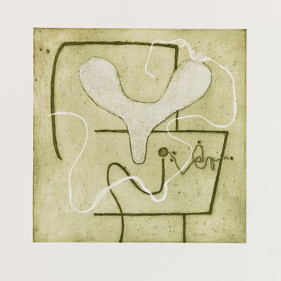<strong>Respondences 6</strong>, Susan Aldworth, intaglio print, 37 x 37 cms, 2019. Photograph by Peter Abrahams.