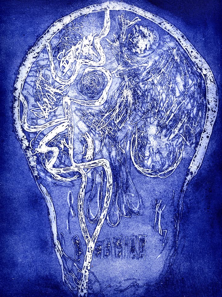 <strong>Brainscape 5</strong>, Susan Aldworth, aquatint and etching, 30 x 25 cms, 2005.