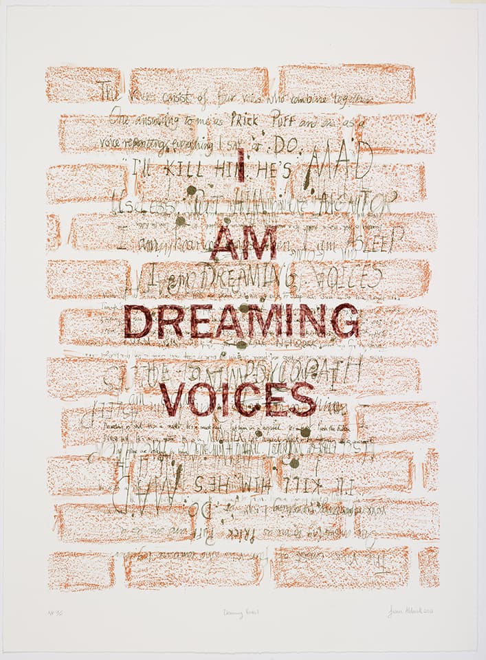 <strong>Dreaming Voices 1</strong>, Susan Aldworth, lithograph, 81 x 60 cms, 2012. Photograph by Anna Arca.