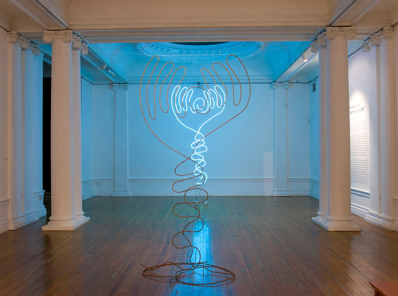 <strong>Guardian in the Presence of Doubt</strong>, neon sculpture by Sarah Blood based on a drawing by Camille Ormston. Commissioned by Susan Aldworth for <i>Reassembling the Self</i>, Hatton Gallery, Newcastle  2012. Photograph by Gavin Duthie.